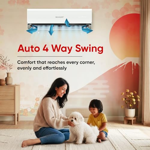 Image of Sharp 2 Ton 3 star, New Star Rated, Split AC (4 Way Swing, 100% copper, Hi-Tech Inverter Compressor, 7 in1 Convertible, Turbo cool, Dust filter) - AH-SI24V3B-SCN, White
