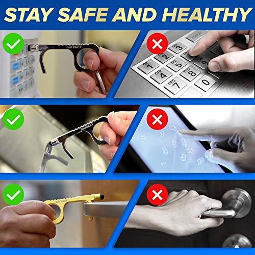 SafeKEY Door Opener Tool - No Touch Keychain Tool with a Built-in Stylus and Bottle Opener - 2 Piece Set (Gold and Silver) - This Touchless Key Tool is the Perfect Solution to Stay Contact-Free - Thumbnail 7