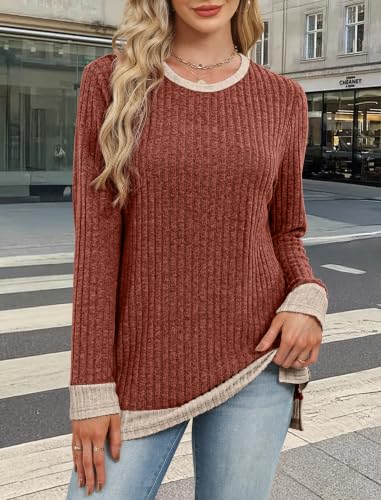Image of Sampeel Long Sleeve Shirts for Women Tunic Sweaters Fall Fashion Outfits | Sweaters for Women, Early Fall Fashion Must Haves 2026, Long Tunic Tops, Vacation Outfits, Autumn, Plus Size Blouses