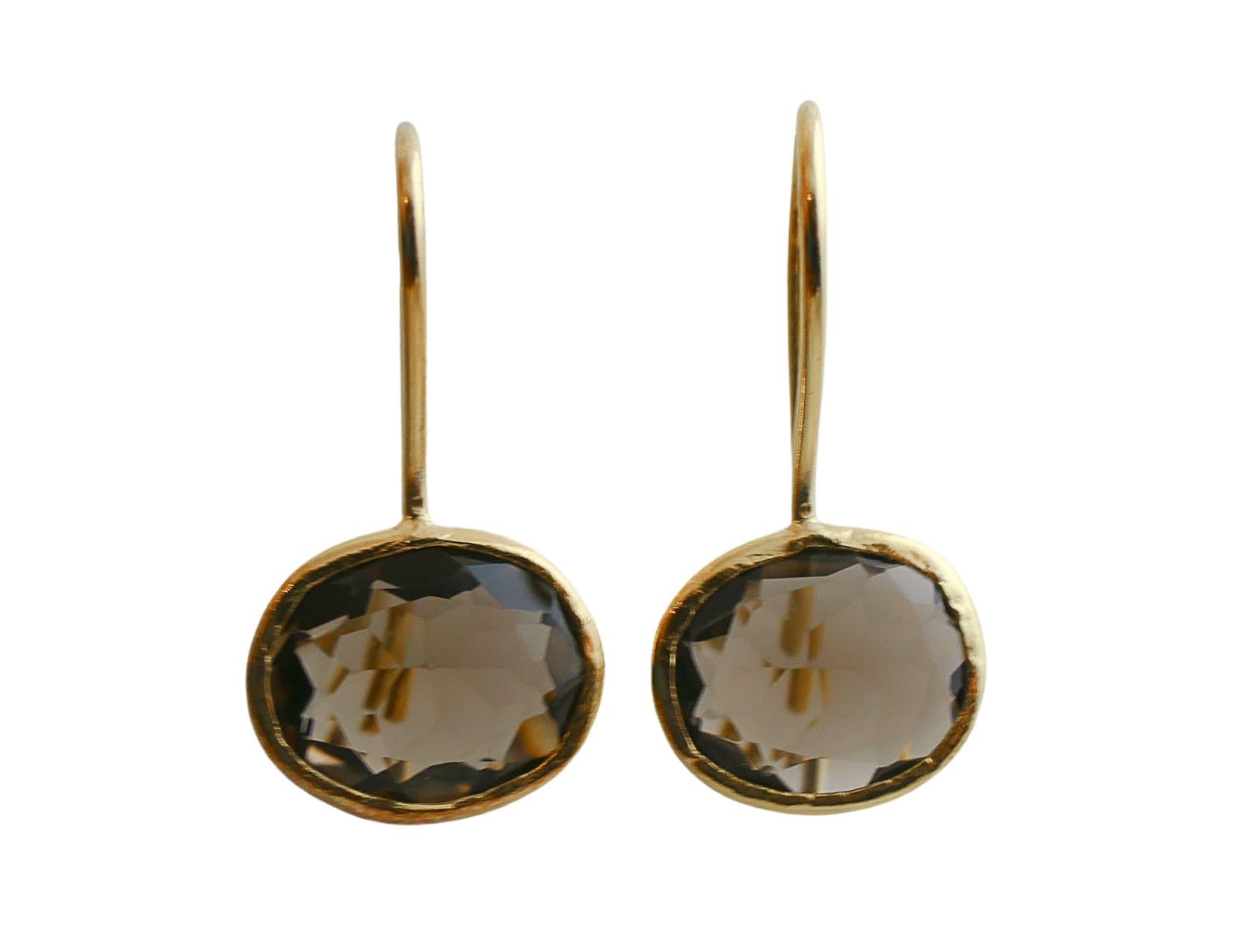 Rauchquarz Gold plattiert 925 Sterling Silber Ohrhaken Ohrringe Natürlicher Edelstein - Geburtstagsgeschenk - Handgefertigte Geschenkideen für Frauen (Rauchquarz)