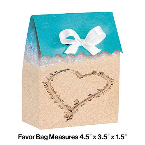 Creative Converting 12 Count Beach Love Favor Bags with Ribbon, Blue/Brown - Image 2