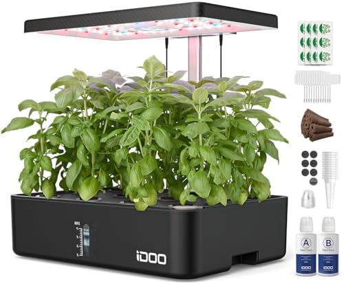 iDOO Hydroponics Growing System Kit 12Pods, Indoor Herb Garden Sy...