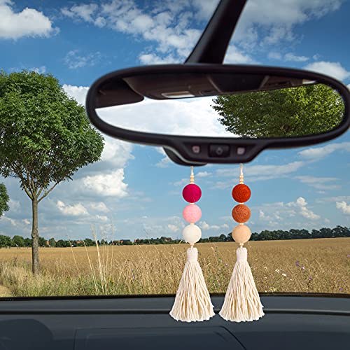 6 Pieces Felt Ball Car Diffuser Essential Oil Car Tassel Diffuser Hanging Bead Aromatherapy Diffuser Colorful Car Charm Vent Clips Car Air Freshener Car Vent Diffuser For Car Interior Decor, 6 Colors #TOP6