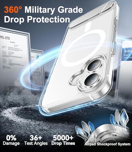 Image of Designed for iPhone 17 Case, [Built-in Invisible Kickstand][Compatible with MagSafe][Military Grade Shockproof] Slim Thin Phone Case 6.3 inch (Clear)