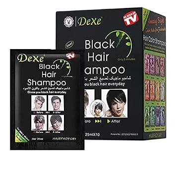 Dexe Black Hair Shampoo for Natural Hair, Temporary Instant Hair Dye Maintain, Easy to Use, Lasts 30 Days, Natural Ingredients (Pack of 10)