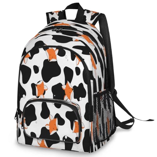 Kor räv mönster ryggsäck multifunktion stor ryggsäck skola bokväska kor ryggsäck resor vardaglig laptop dagväska för barn pojkar flickor män kvinnor, Färg, Big