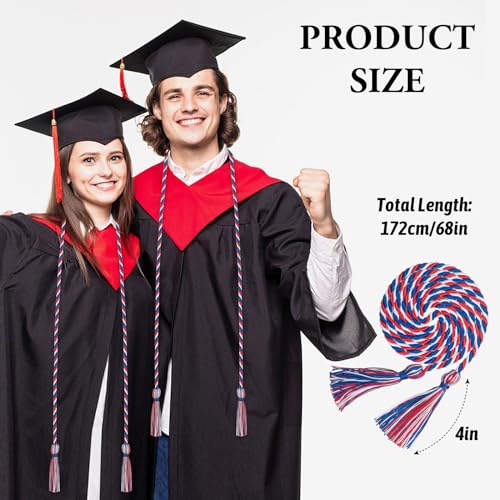 Image of ONUPGO Graduation Cord, Graduation Honor Cords Rayon Braided Tassel Cord for 2026, 68 inch Polyester Yarn Long Robe Honor Rope for Graduation Students, Bachelor Gown