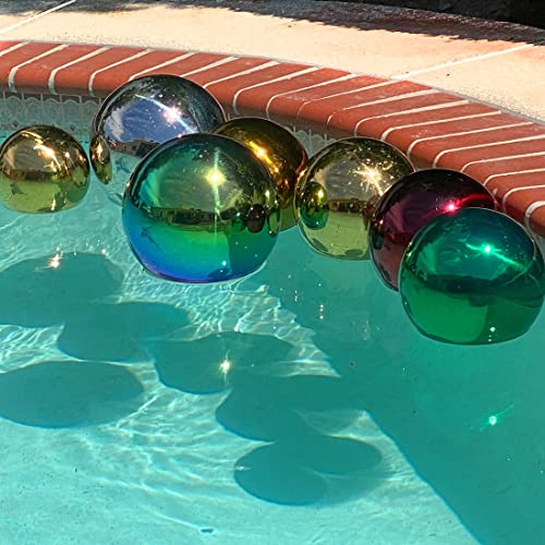 Lily's Home 12 Inch Stainless Steel Gazing Globe Mirror Ball, Colorful and Shiny Addition to Any Garden or Home, Ideal As a Housewarming Gift, Sparking Green by Lily's Home - Image 5