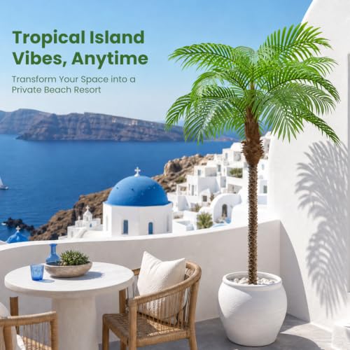 Image of Artificial Palm Trees for Outdoors,6.5ft Tall Fake Plant for Indoor /Outdoor
