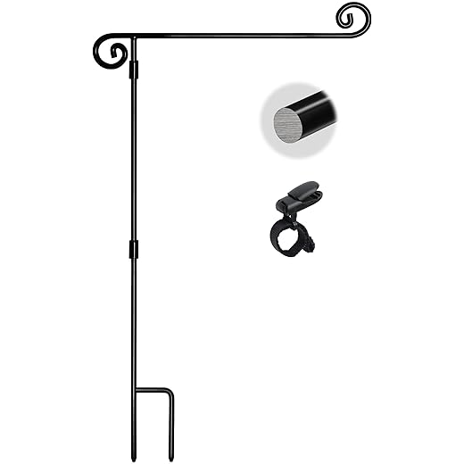 Garden Flag Stand, Yard Flag Holder,Garden Flag Hanger,Banner Pole with one Tiger Clip,Fall Decor for Outdoor Garden Lawn