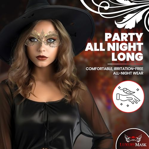 Image of Masquerade Mask for Women with Rhinestones - Elegant Metal Half Face Mask for Masquerade Parties, Mardi Gras, & Themed Events