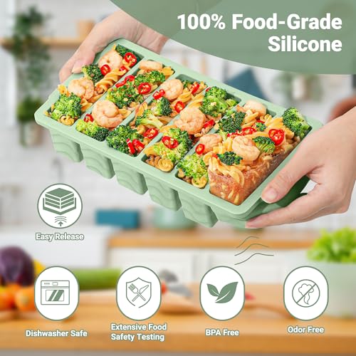 Image of 1 /2 Cup Silicone Freezer Molds with Lid, 2-Pack Silicone Freezer Trays for Soup, Sauce & Broth - Meal Prep Containers, Large Ice Cube Tray, Oven & Dishwasher Safe