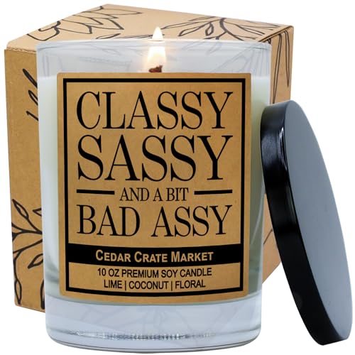 Image of Funny Candles for Women Adult Humor | Retirement Candle Gift | Funny Gifts for Woman Men | Best Friend Birthday Candle Gift | Classy Sassy Boss Aunt Mom | Coconut Lime Scented | 100% Soy| Made in USA