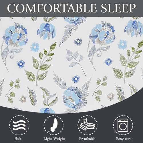 Image of 240 TC Soft Ezyption Floral Single Bed Sheet Cotton - Single bedsheet with 1 Pillow Cover Hypoallergenic, Brethable, (Size- 60 x 90 Inch | White Grey