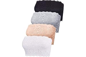 Graceful Neckline Inserts: 4-Piece Lace Bandeau Bra Tube Tops