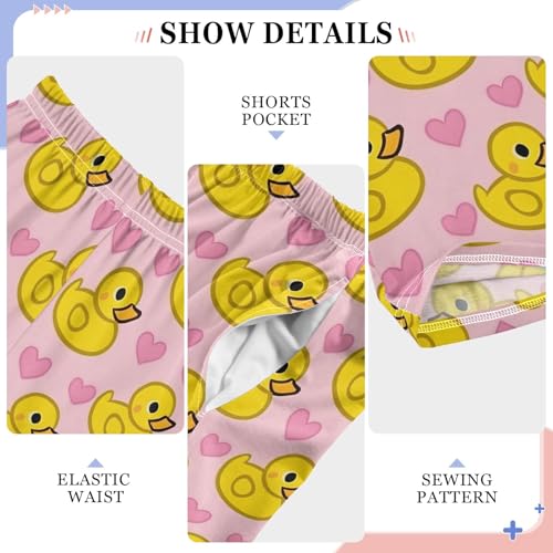 Cute Yellow Rubber Ducks Pajama Pants Lounge Sleep Pants Elastic Waist Long Pajama Bottoms with Pockets for 6-14 Years4