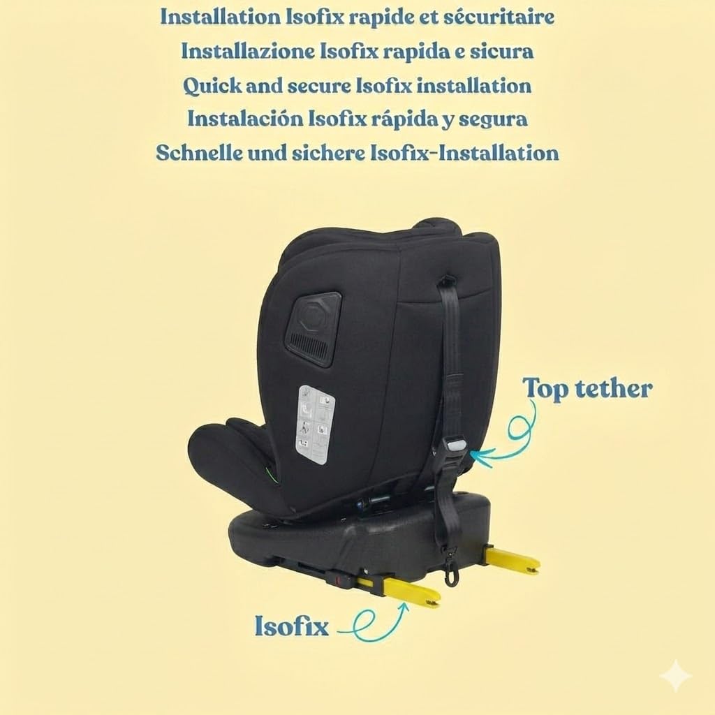 Safety Baby Xenon Isofix - Asiento giratorio de 360° para coche, tamaño I, 40-150 cm, adecuado desde el nacimiento hasta aproximadamente 12 años, grupo 0-1-2-3 Isofix fijaciones y protectores