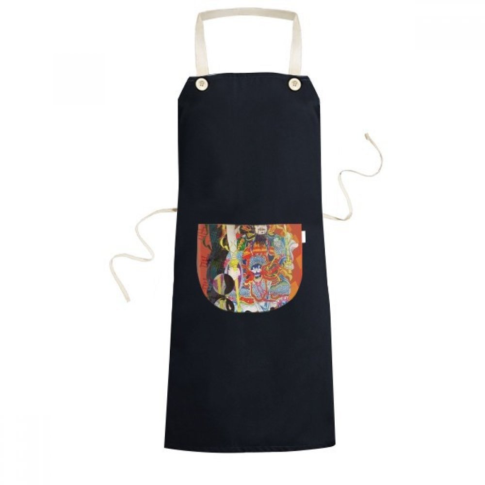 Tablier de cuisine réglable noir 70x67cm imprimé Printemps Bonne Année