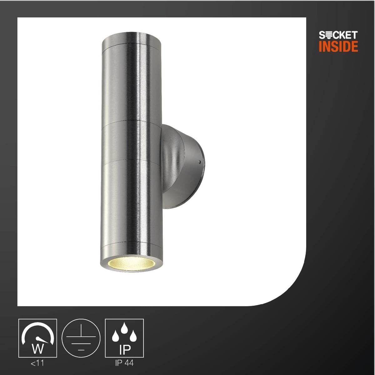 SLV luminaria de superficie de pared ASTINA/iluminación para paredes, caminos, entradas, foco led de exterior, luminaria de superficie de exterior, lámpara de jardín / GU10 IP44 11 W aluminio