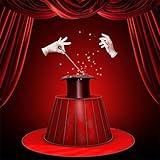 Yeele 7x7ft Magic Show Backdrop for Photography Circus Red Curtain White Gloves Black Hat Theater Background Magician Kids Adults Photo Booth Studio Props Wallpaper
