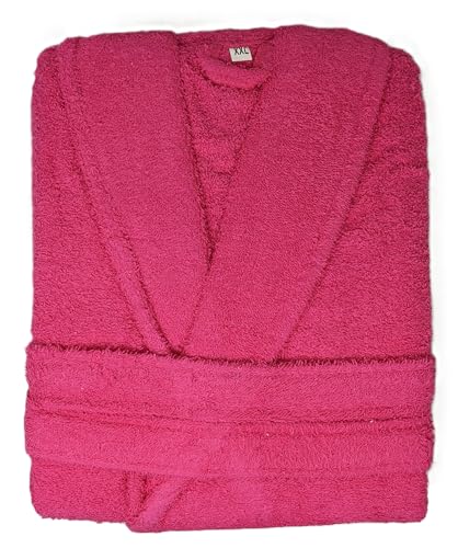 Kimbatex Albornoz 100% Algodón Rizo Americano 420g Unisex con Cinturón y 2 Bolsillos, Disponible en 10 Colores y Tallas M, L, XL, XXL. (FR/ES, Letras, M, Regular, Regular, Rosa)