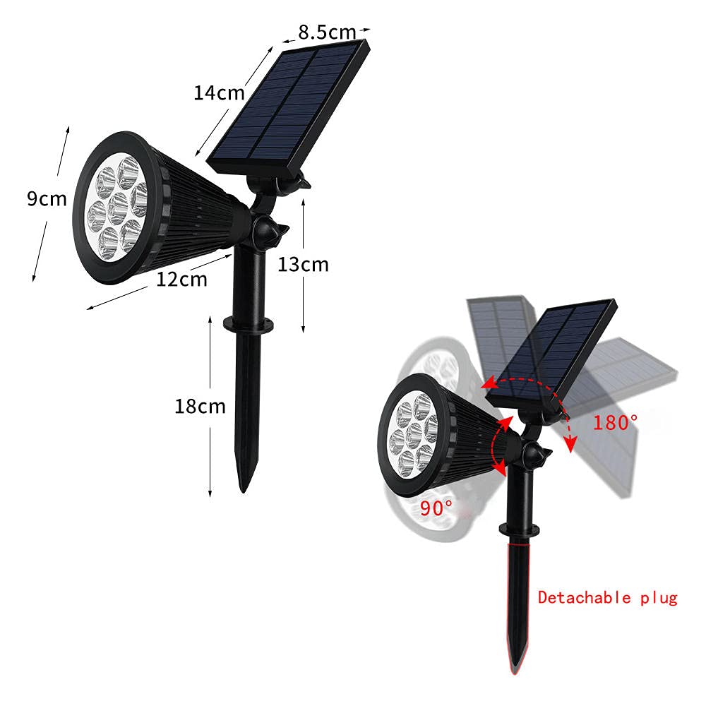 LED Solar Lampada Spotlight Spotlight impermeabile Controllo della luce Inserimento Piano Giardino Lampada da giardino Regolabile all'aperto Giardino Lampada da giardino-4 LED._Luce colorata