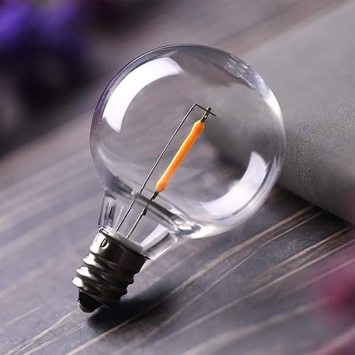 Miniatura 39 de KGC Paquete de 25 bombillas LED de repuesto S14 inastillables e impermeables, 1 W equivalente a 10 W, blanco cálido 2200 K para exteriores, bombilla