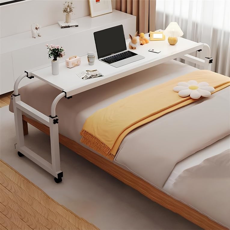 Mesita de Noche Ajustable con Ruedas, mesas auxiliares para Cama, Mesa con Ruedas, mesas auxiliares para Cama para Grandes hospitales y familias.