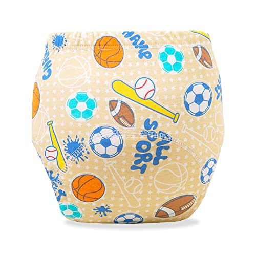 Image of Bembika Baby Training Pant Soft Cotton Reusable Potty Training Pants For Kids Leak-Resistant, Padded Underwear For Babies To Support Diaper Free Transition (M Size For 12-18 Months Baseball Theme)