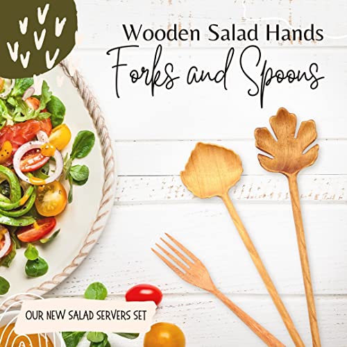 Jabihome Wooden Spoons And Forks Set Of 3, Salad Servers For Thanksgiving Decorations, Serving Utensils Cooking Gifts For Women, Christmas Gifts For Mom, Funny White Elephant Gifts For Adults #TOP2