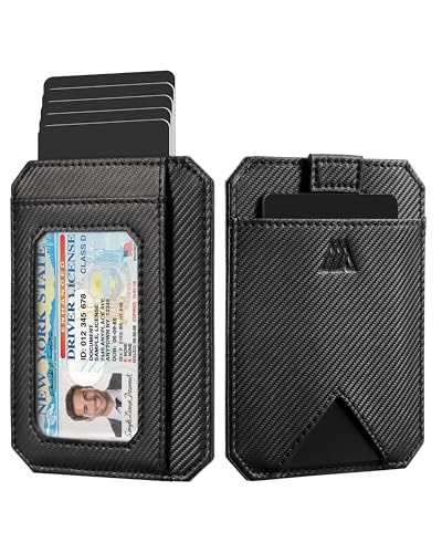 YESIIW Mens Wallet Card Holder -Slim Wallet for Men with RFID Blocking, ID Slot Billetera Minimalist Money Clip for Travel Leather Wallets for Men,Husband With Gift Box(Carbon Fibre)