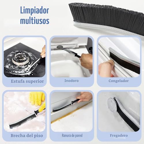 Miniatura 4 de Hmseng 3 Piezas Cepillo Limpieza Grietas Cerdas Duras, Cepillo Limpia Juntas Suelo, Para Limpia Railes Ventanas, Cepillo Limpieza Baño Esquinas Muertas Ranuras Para Azulejos Cocina