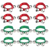 FOIMAS 12 Pack Christmas Band Wrist Bells Bracelets Jingle Bells Musical Ankle Bells Rhythm Instrument for Kids Christmas Party Favors Decoration