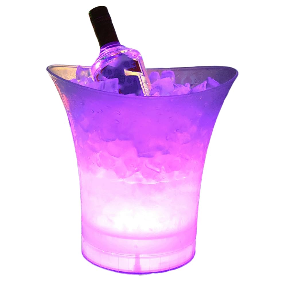 UDSKNV[KSL LED Ice Bucket, Illuminated Champagne Bucket, Waterproof Plastic Bar, Champagne Crate, Beer Pink