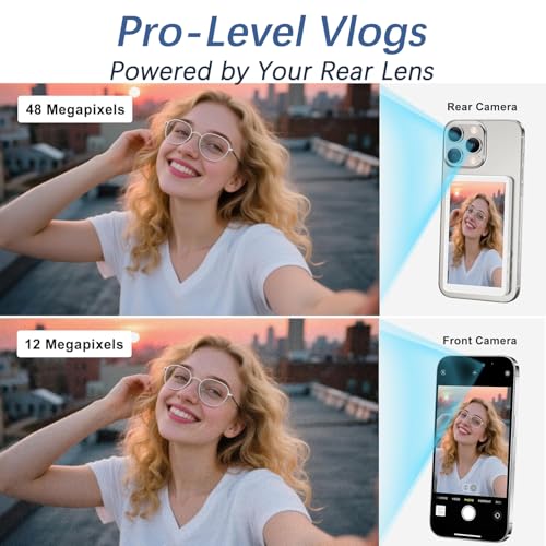 Image of Selfie Monitor Screen for Iphone & Android, 2026 Patented Wireless Magnetic Back Camera Monitor, Vlog Content Creator Essentials, 1800mAh, Up to 3 Hours Runtime, White (Not for Google Pixel)