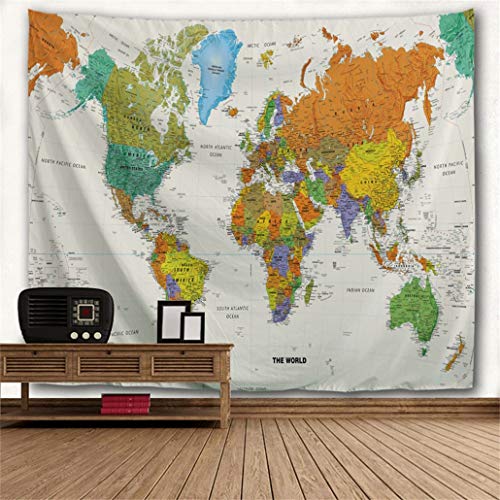 Goodbath Map Tapestry Large, Watercolor Colorful Wolrd Map Tapestries Wall Hangings For Bedroom Living Room Dorm,90 X 70 Inch #TOP3