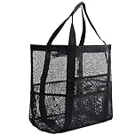 Ogetok Mesh Beach Bag, Extra Large Mesh Beach Tote Bag, Lightweight Oversized Pool Bags with 8 Pockets for Women and Men, Foldable Vacation Trip Essentials Beach Accessories