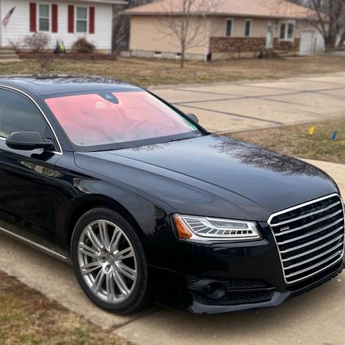 Image of Chameleon Charming Red Windshield Tint 89.3% VLT Car Front Window Tint Colorful Red Color Change Effect Car Window Solar Protection Film, 39.37 inch x 118.11 inch