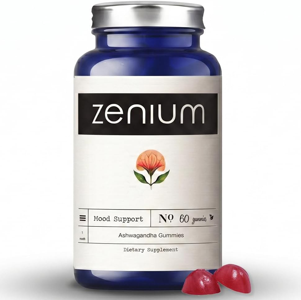 - Zenium - Ashwagandha High Potency Gummies of KSM 66 | Mango Flavored | Relieve, Tension, Worry, Nervousness, & Irritability | Calm The Mind & Body | Ayurvedic | Natural Relief Supplement | 60 Count