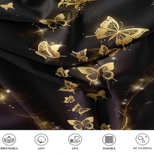 Parure de lit papillon noir et doré pour des nuits féeriques