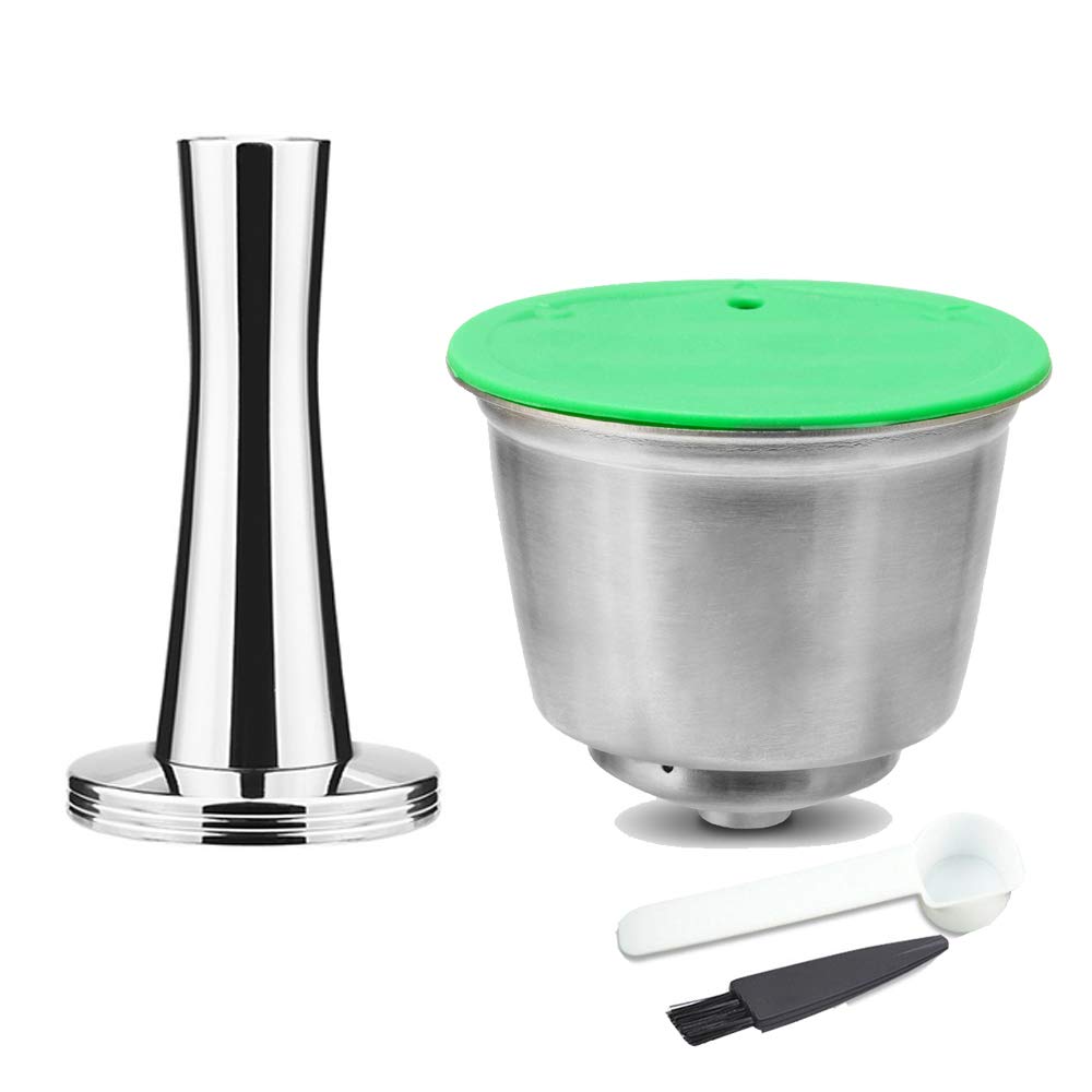 Greenbang Reusable Refillable Coffee Capsule for Nescafe Dolce Gusto Coffee Machine, Stainless Steel Refillable Coffee Pods with Tamper and Spoon