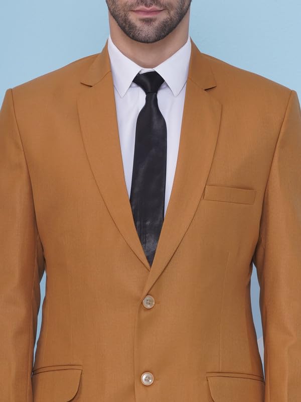 Image of FAVOROSKI Tuxedo Formal Blazers for Men with 2 Pockets | Rayon Slim Fit Single Breasted Blazer | Semi Ethnic Wear Tuxedos | Solid Tuxedo Blazers in Shawl Collar | Blazer for Wedding, Festive, Formal