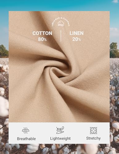Image of COOFANDY Mens Cotton Linen Pants Casual Drawstring Summer Beach Pants Lightweight Linen Dress Trousers