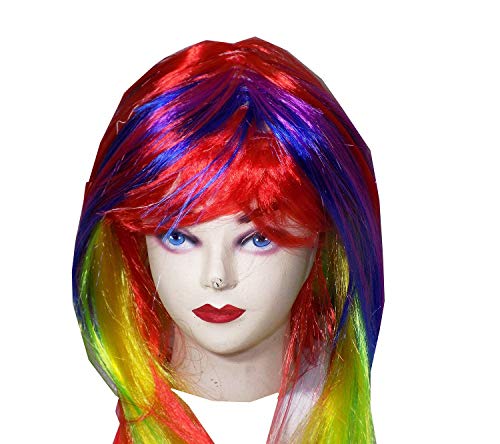 Image of brown leaf Funny Style Party Wear Costume Long Hair Wig Best for Holi Festival, Fancy Dress (Multicolour)