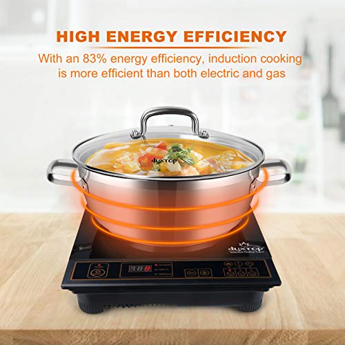 Duxtop 1800W Portable Induction Cooktop, Countertop Burner Included 5.7 Quarts Professional Stainless Steel Cooking Pot With Lid, Heavy Impact-Bonded Bottom #TOP2
