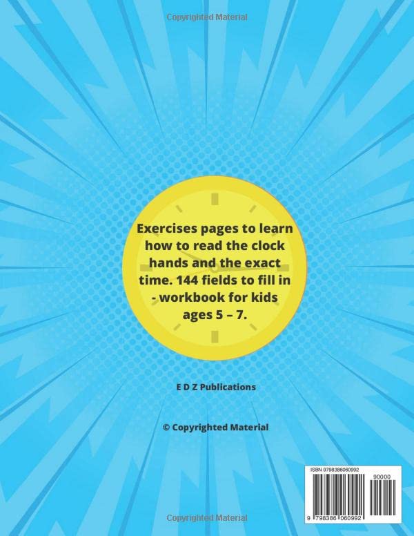 The Little Book Of Clocks: Time learning clock booklet. Exercises pages to learn how to read the clock hands and the exact time. 129 fields to fill in - workbook for kids ages 5 – 7 - Image 2
