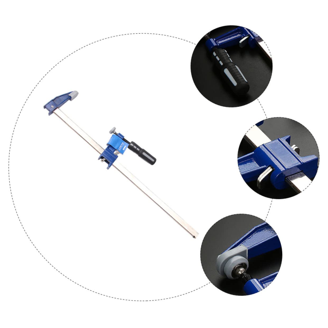 Abrazadera F para Carpintería de Acero y Plástico Azul | Diseño Ergonómico y Tacto Cómodo, Sujeción Estable, Amplia Gama de Aplicaciones para Carpinteros