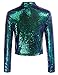 Womens Casual Sequin Jacket Long Sleeve Open Front Glitter Cropped Blazer Bolero Shrug(Dark Green,M)