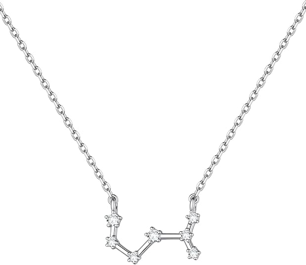 ChicSilver 925 Sterling Silver CZ Astrology 12 Constellation Horoscope Zodiac Necklace Birthday Gift,16-18 inch(with Gift Box)
