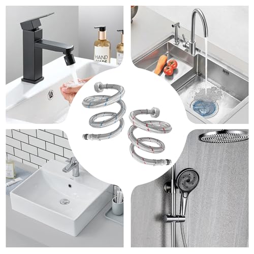 Anschlussschlauch Armatur, 2 Stück Flexschlauch 60cm, G1/2 x M10 Wasserhahn Schlauch Verlängerung, Flexschlauch Verlängerung Schlauch für Küchenarmatur für Mischbatterien